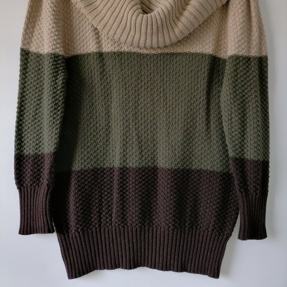 Intro. Womens Multicolor Cowl Neck Colorblock Waffle Knit Sweater Size M - Picture 3 of 7